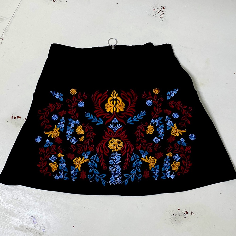 Black embroidered skirt